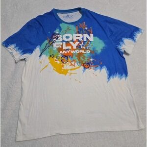 Born Fly 4XL Blue White Cotton Tie-Dye Short Sleeve Graphic T-Shirt Boho Retro